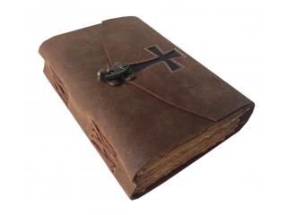 handmade cross symbol leather journal